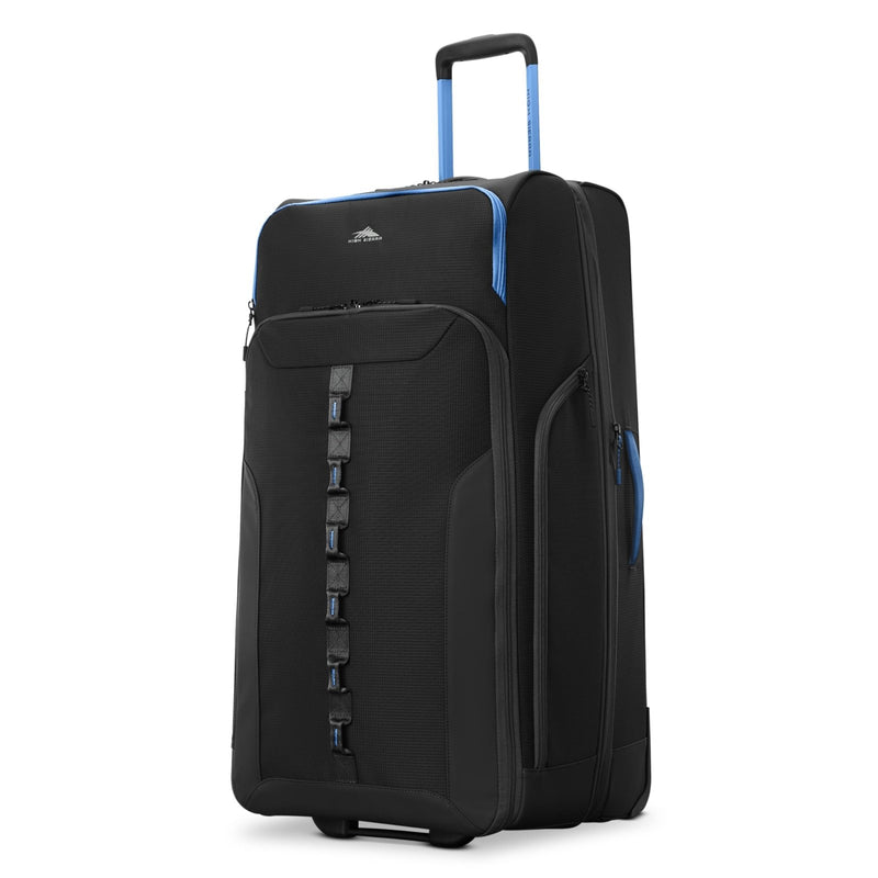 High Sierra Hi - Life 31 - Inch Large Wheeled Duffle - Features Smooth Rolling Wheels, WetPak Pockets, Stack - It Strap, Adjustable Handle, Fleece Pocket, Padded Laptop Sleeve, Expandable - Blue/Black