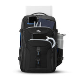 High Sierra Hi - Life Travel Backpack - Features 2 - inch Expansion, WetPak Pockets, 17” Laptop Compartment, Stack - It Strap, Adjustable Sternum Strap, Fleece Pocket, Dual Water Bottle Pockets - Blue/Black