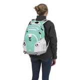 High Sierra Loop Backpack, Travel, or Work Bookbag with tablet sleeve, One Size, Aquamarine/White/Ash