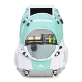 High Sierra Loop Backpack, Travel, or Work Bookbag with tablet sleeve, One Size, Aquamarine/White/Ash