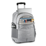 High Sierra Powerglide Pro Wheeled Daypack Backpack with 360 Degree Reflectivity, Telescoping Handle, Dual Side Pockets, and Laptop Sleeve, Fits Most 15.6" Laptops, 40L, Silver Heather