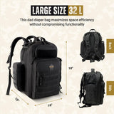 HighSpeedDaddy Tactical Diaper Bag Backpack with Diaper Changing Mat - Waterproof Military - Grade Baby Travel Bag - Spacious Design for Moms and Dads on the Go with Toddlers Baby Bag - Black