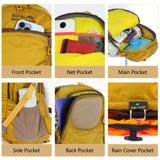 Hiking Backpack With Rain - cover, 30L Travel Backpacks For Women Men, Camping Daypack Backpacks Lightweight, Durable Hiking Backpack Fit For Camping, Daily Commuting, Short Trips (Yellow)