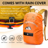 Hiking Backpack With Rain - cover, 30L Travel Backpacks For Women Men, Camping Daypack Backpacks Lightweight, Durable Hiking Backpack Fit For Camping, Daily Commuting, Short Trips (Yellow)