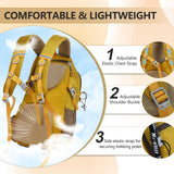 Hiking Backpack With Rain - cover, 30L Travel Backpacks For Women Men, Camping Daypack Backpacks Lightweight, Durable Hiking Backpack Fit For Camping, Daily Commuting, Short Trips (Yellow)