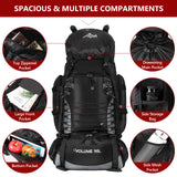 Hiking Backpack with Rain Cover, 90L Camping Backpack, Lightweight Travel Daypack for Hiking Climbing Camping Touring
