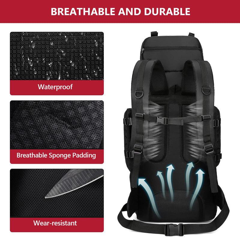 Hiking Backpack with Rain Cover, 90L Camping Backpack, Lightweight Travel Daypack for Hiking Climbing Camping Touring