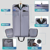 HILOMON Convertible Duffle Bags for Travel Carry On Suit Duffle Bags with Shoulder Strap 2 in 1 Hanging Garment Duffle Bag for Men Women (Gray Mesh Storage)