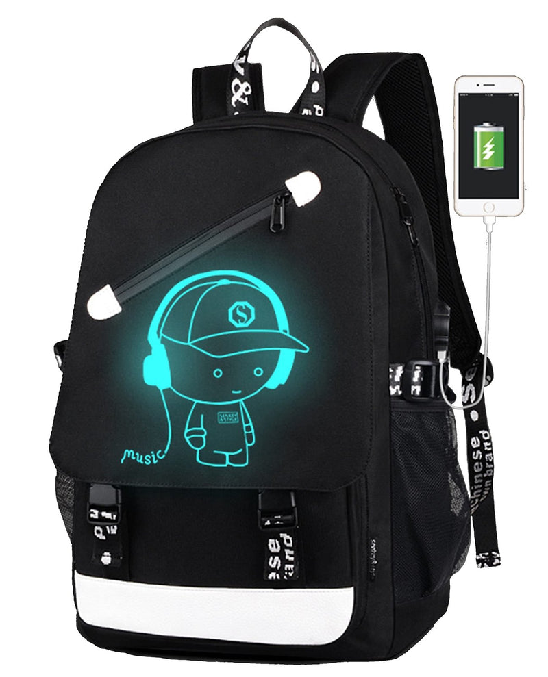 HIPOTUO Anime Luminous Backpack, 16' Laptop Backpack with USB Charging Port with Anti - Theft Lock
