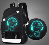 HIPOTUO Anime Luminous Backpack, 16' Laptop Backpack with USB Charging Port with Anti - Theft Lock