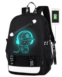 HIPOTUO Anime Luminous Backpack, 16' Laptop Backpack with USB Charging Port with Anti - Theft Lock