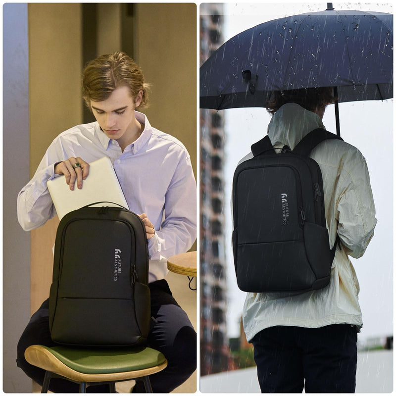 hk Backpack for Men Business Backpack with USB Charger Anti - Theft Mens Backpacks Water - Resistant 15.6 Inch Laptop Backpack Lightweight Casual Bag for Business Travel Office Work College, Black