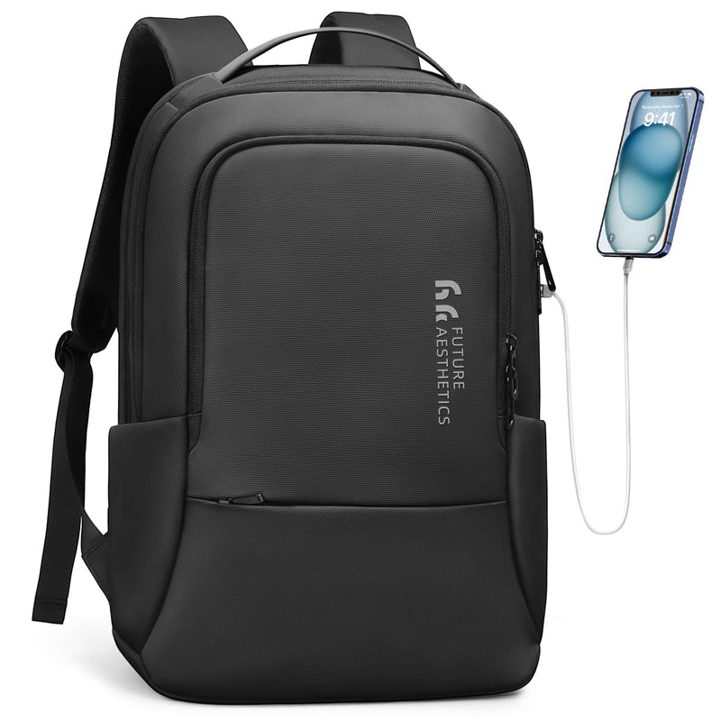 hk Backpack for Men Business Backpack with USB Charger Anti - Theft Mens Backpacks Water - Resistant 15.6 Inch Laptop Backpack Lightweight Casual Bag for Business Travel Office Work College, Black
