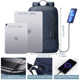 hk Backpack for Men Business Slim Backpack with USB Charger Computer Lightweight Anti - theft Travel Backpacks 15.6 inch Water Resistant Laptop Bag for Work Office College - Dark Blue