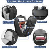 hk Business Smart Backpack for Men Anti - Theft for 17.3 Inch Laptop with USB Charging Port Water - Resistant Large Durable Compact 30L for Travel College Work - Black