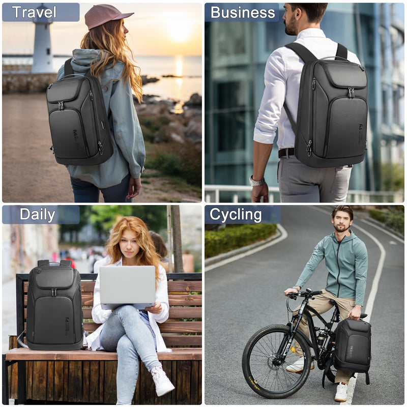 hk Business Smart Backpack for Men Anti - Theft for 17.3 Inch Laptop with USB Charging Port Water - Resistant Large Durable Compact 30L for Travel College Work - Black