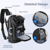 hk Sling Bag for Man, Waterproof Utility Crossbody Bag with Anti - theft Pocket for Men, Sling Backpack for Daily Commute, Work, College, 14 * 7.8 * 4.5 inches，Black