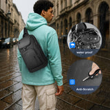 hk Sling Bag for Man, Waterproof Utility Crossbody Bag with Anti - theft Pocket for Men, Sling Backpack for Daily Commute, Work, College, 14 * 7.8 * 4.5 inches，Black