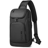 hk Sling Bag for Man, Waterproof Utility Crossbody Bag with Anti - theft Pocket for Men, Sling Backpack for Daily Commute, Work, College, 14 * 7.8 * 4.5 inches，Black
