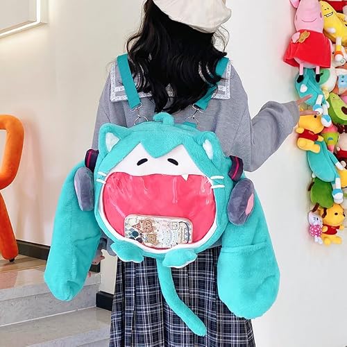 HOKMAH Kawaii Backpack with Kawaii Pin and Accessories, Comic-Con y2k Shoulder Bag Daypack cute Backpack Grunge Itabag Purse (Cat)
