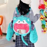 HOKMAH Kawaii Backpack with Kawaii Pin and Accessories, Comic-Con y2k Shoulder Bag Daypack cute Backpack Grunge Itabag Purse (Cat)
