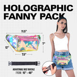 Holographic Clear Fanny Pack Belt Bag | Waterproof fanny pack for Women - Crossbody Bum Waist For Halloween costumes, Hiking, Running, Travel and Stadium Approved (Pink)
