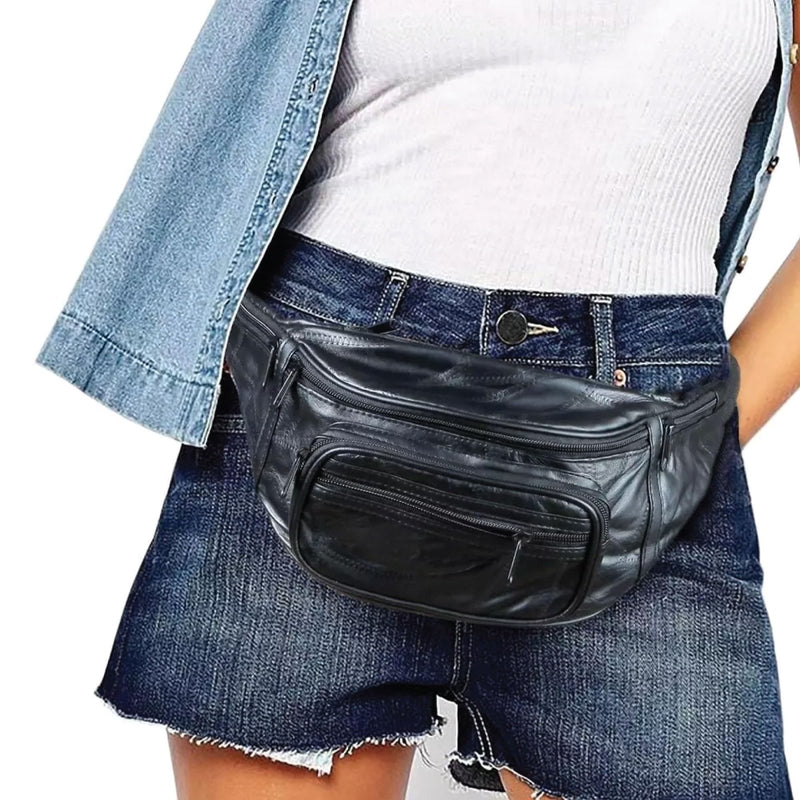 Home - X Leather Fanny Pack for Women and Men - Multipurpose Fanny Pack Crossbody Bags for Women - Adjustable Strap Leather Waist Bag for Travel, Hiking, Running and Cycling