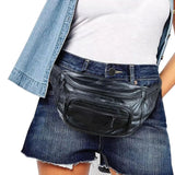 Home - X Leather Fanny Pack for Women and Men - Multipurpose Fanny Pack Crossbody Bags for Women - Adjustable Strap Leather Waist Bag for Travel, Hiking, Running and Cycling
