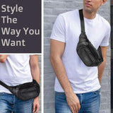 Home - X Leather Fanny Pack for Women and Men - Multipurpose Fanny Pack Crossbody Bags for Women - Adjustable Strap Leather Waist Bag for Travel, Hiking, Running and Cycling