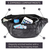 Home - X Leather Fanny Pack for Women and Men - Multipurpose Fanny Pack Crossbody Bags for Women - Adjustable Strap Leather Waist Bag for Travel, Hiking, Running and Cycling