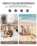 HOMESPON Beach Bag Large Waterproof Sandproof Foldable Tote Bag for Women with Zipper Mesh Pockets for Pool Cruise Travel Everyday (Khaki)
