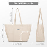 HOMESPON Large Canvas Tote Bag for Women Everything Bag with Pockets and Laptop Sleeve (Beige)