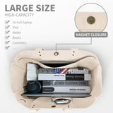 HOMESPON Large Canvas Tote Bag for Women Everything Bag with Pockets and Laptop Sleeve (Beige)