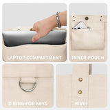 HOMESPON Large Canvas Tote Bag for Women Everything Bag with Pockets and Laptop Sleeve (Beige)