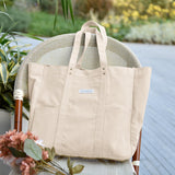 HOMESPON Large Canvas Tote Bag for Women Everything Bag with Pockets and Laptop Sleeve (Beige)