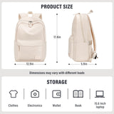 HOMIEE Lightweight Casual Laptop Backpack Fits 15.6 Inch Computer, Water - Resistant Small Daypack Cute Unisex Bookbag for Teen College Work Travel, Beige