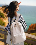 HOMIEE Lightweight Casual Laptop Backpack Fits 15.6 Inch Computer, Water - Resistant Small Daypack Cute Unisex Bookbag for Teen College Work Travel, Beige