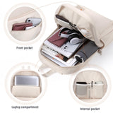 HOMIEE Lightweight Casual Laptop Backpack Fits 15.6 Inch Computer, Water - Resistant Small Daypack Cute Unisex Bookbag for Teen College Work Travel, Beige