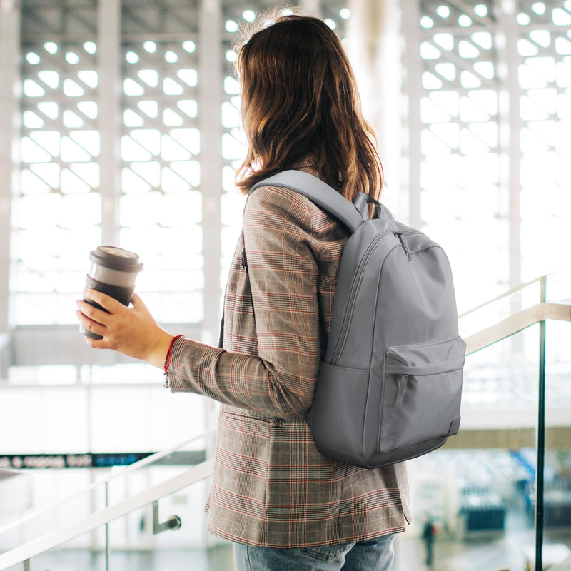 HOMIEE Lightweight Casual Laptop Backpack Fits 15.6 Inch Computer, Water - Resistant Small Daypack Unisex Bookbag for Teen College Work Travel, Grey