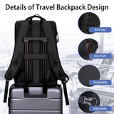 HOMIEE Travel Backpack 40L TSA Friendly Flight Approved Carry - on Luggage, Waterproof Business Computer Backpack Fits 17.3 Inch Laptop, Extra Large Weekender Bag with Shoe Compartment, Black