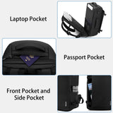HOMIEE Travel Backpack 40L TSA Friendly Flight Approved Carry - on Luggage, Waterproof Business Computer Backpack Fits 17.3 Inch Laptop, Extra Large Weekender Bag with Shoe Compartment, Black