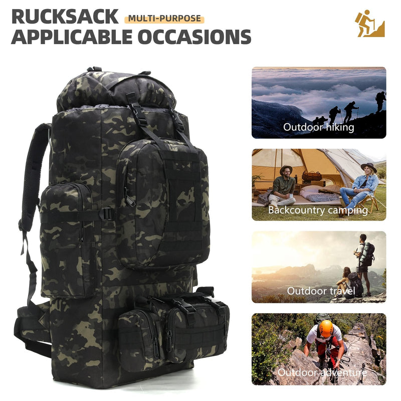 HongXingHai 100L Camping Hiking Backpack,Molle military Tactical rucksack backpack,Waterproof Lightweight Hiking Backpack