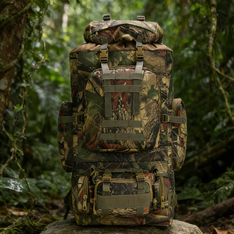 HongXingHai 100L Camping Hiking Backpack,Molle military Tactical rucksack backpack,Waterproof Lightweight Hiking Backpack (Maple Leaf)