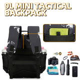 HongXingHai 9L Mini Tactical Backpack for Men and Women, Tactical Backpack Small for Hiking, Small Tactical Bag (Black Lightning)