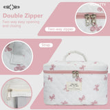 honitty Makeup Bag,Quilted Cosmetic Bag,Large Floral Make Up Bag for Women,Cotton Makeup Bag Set,Flower Travel Toiletry Bag