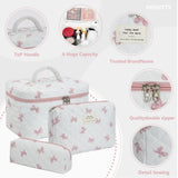honitty Makeup Bag,Quilted Cosmetic Bag,Large Floral Make Up Bag for Women,Cotton Makeup Bag Set,Flower Travel Toiletry Bag