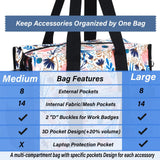 HoogaLife Waterproof Lightweight Tote Bag Large Portable Bag for Women, Gym, Travel, Shopping, Beach (Flower/L)