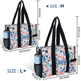 HoogaLife Waterproof Lightweight Tote Bag Large Portable Bag for Women, Gym, Travel, Shopping, Beach (Flower/L)