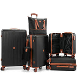 Hoteel Luggage 6 - piece Set, 360° Universal Suitcases with Wheels Hard Shell Suitcase with TSA Lock, Including Waterproof Luggage Bag, Travel Maletas for Men and Women,Black(16/20/24/28Inch)