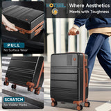 Hoteel Luggage Sets 3 Piece, 4 - Year Warranty, Carry - On Luggage with Dual - Spinner Wheels, PC+ABS Hardside Suitcase Set with TSA Lock, Large Checked Travel Suitcases, Black(20/24/28)